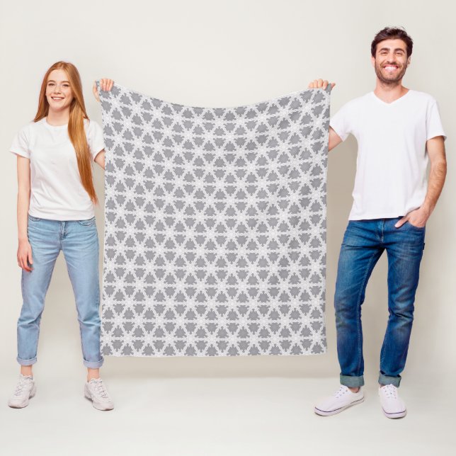 Frosty Grey White Grid Fleecedecke (Beispiel)