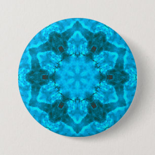 Frosty Ice Blue Snowflake Kaleidoscope Muster Button