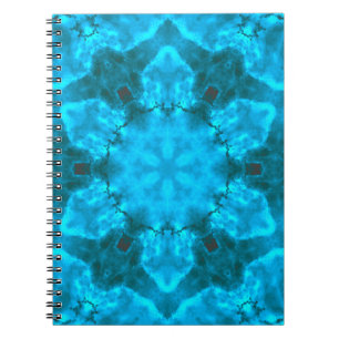 Frosty Ice Blue Snowflake Kaleidoscope Muster Notizblock