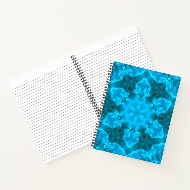 Frosty Ice Blue Snowflake Kaleidoscope Muster Notizbuch (Innenseite)
