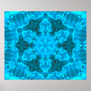 Frosty Ice Blue Snowflake Kaleidoscope Muster Poster
