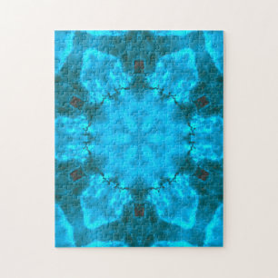 Frosty Ice Blue Snowflake Kaleidoscope Muster Puzzle