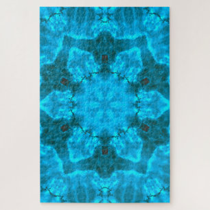 Frosty Ice Blue Snowflake Kaleidoscope Muster Puzzle