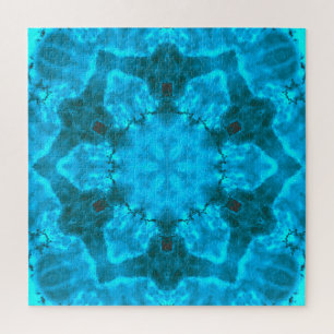 Frosty Ice Blue Snowflake Kaleidoscope Muster Puzzle