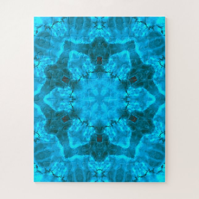 Frosty Ice Blue Snowflake Kaleidoscope Muster Puzzle (Vertikal)