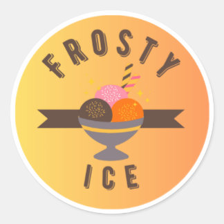 Frosty Ice – Retro-Eisbecher-Logo Runder Aufkleber
