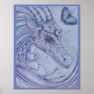 Frosty lavender dragon and butterfly poster