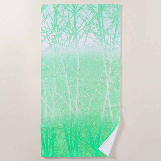 Frosty Misty Branches Mint Green Strandtuch (Vorderseite)