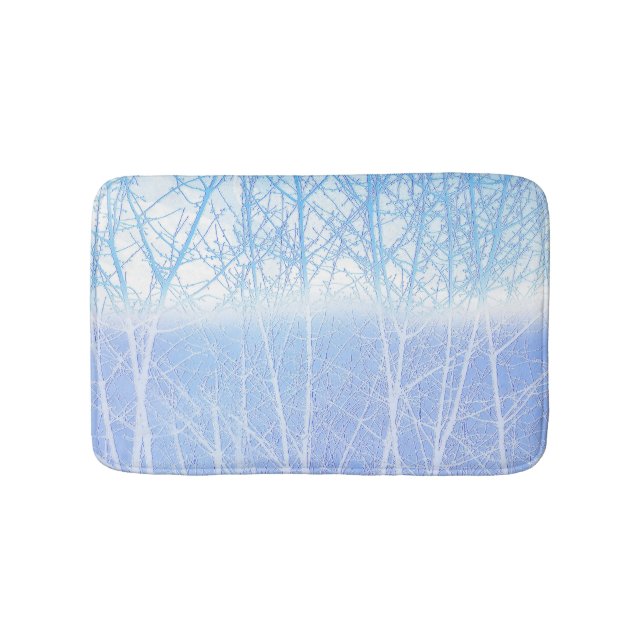 Frosty MIsty Trees Baby Blue Badematte (Vorderseite)