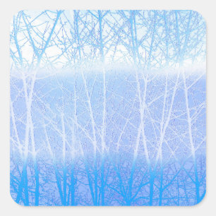 Frosty MIsty Trees Baby Blue Quadratischer Aufkleber