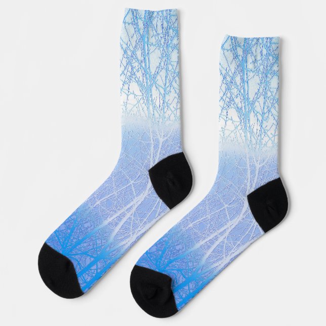 Frosty MIsty Trees Baby Blue Socken (Linkes Detail)