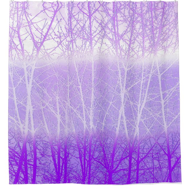 Frosty Misty Trees in Lilac Lavender Duschvorhang (Vorderseite)