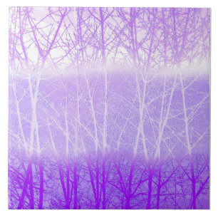 Frosty Misty Trees in Lilac Lavender Fliese