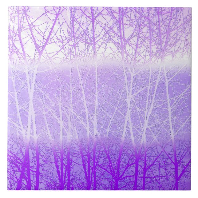 Frosty Misty Trees in Lilac Lavender Fliese (Vorderseite)