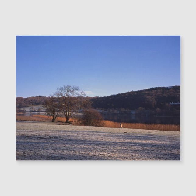 Frosty Morgens Esthwaite Water Cumbria England Magnetkarte (Vorderseite)