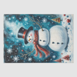 Frosty Night Snowman Whimsisches Weihnachtsdekoupa Seidenpapier