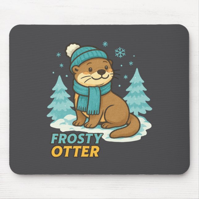 Frosty Otter Winter Charm Art Long Sleeve  Mousepad (Vorne)