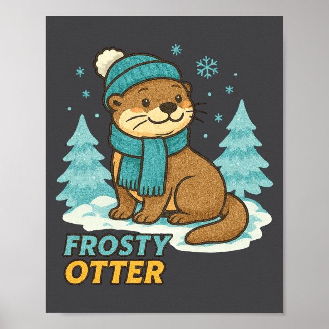 Frosty Otter Winter Charm Art Long Sleeve  Poster (Vorne)