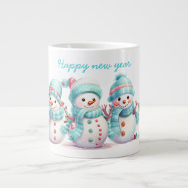 Frosty Sky Blue Snowmen Jumbo-Tasse