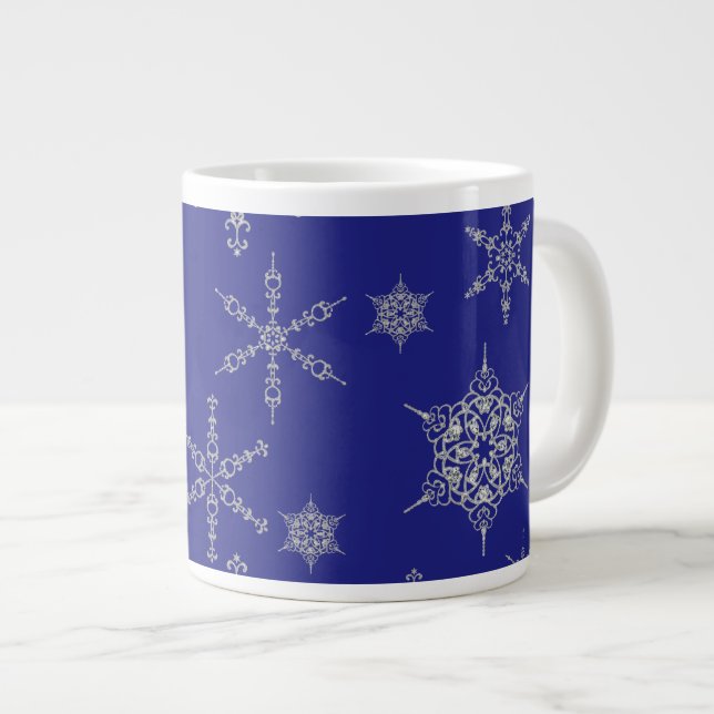 Frosty Snowflake Diamond Sparkle Elegante & Trendy Jumbo-Tasse (Vorderseite Rechts)