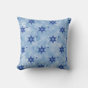 Frosty Snowflakes Winter Weihnachten Navy White Kissen