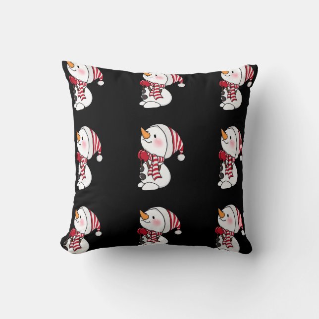 Frosty Snowman Design Winter Holiday Kollektion Kissen (Vorderseite)
