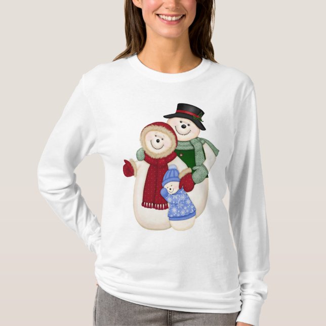 Frosty Snowman Family - Blue T-Shirt (Vorderseite)