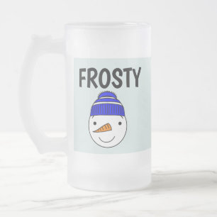 FROSTY SNOWMAN FUNNY MATTIERT GLASS TASSE
