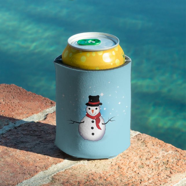 Frosty Snowman mit Hut und Scarf auf Light Blue Dosenkühler (In Situ Pool)