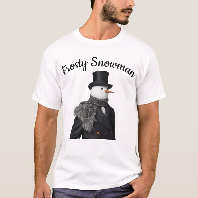 Frosty Snowman Simple Elegant Chirstmas Snowman  T-Shirt (Vorderseite)
