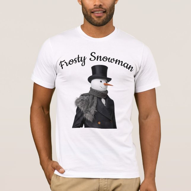 Frosty Snowman Simple Elegant Chirstmas Snowman  T-Shirt (Vorderseite)