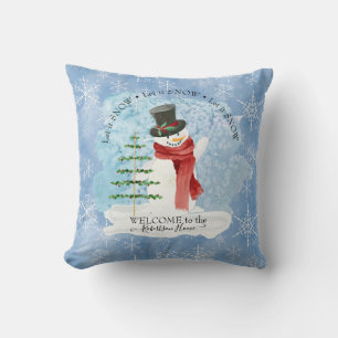 Frosty Snowman Winter Retro Weihnachten Schneefloc Kissen