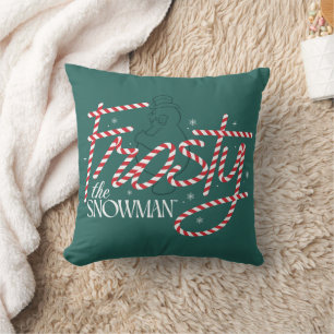 Frosty the Snowman Candy Cane Logo Kissen
