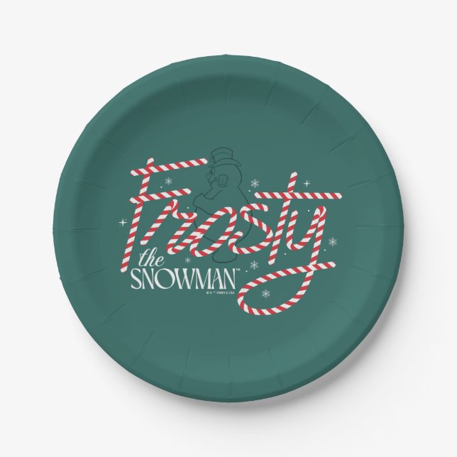 Frosty the Snowman Candy Cane Logo Pappteller (Vorderseite)