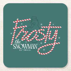 Frosty the Snowman Candy Cane Logo Rechteckiger Pappuntersetzer