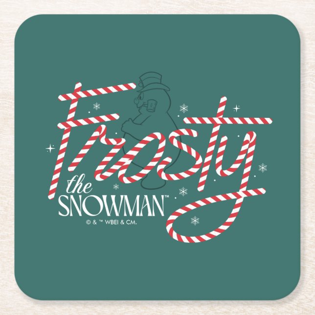 Frosty the Snowman Candy Cane Logo Rechteckiger Pappuntersetzer (Vorderseite)