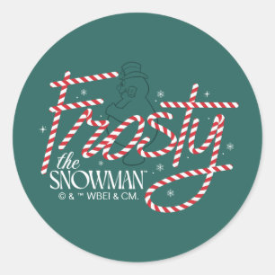 Frosty the Snowman Candy Cane Logo Runder Aufkleber