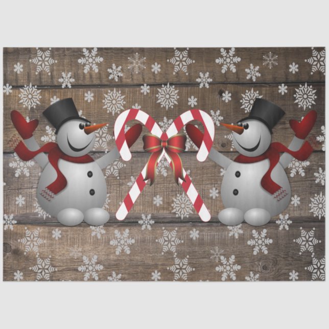 Frosty The Snowman Candy Canes Snowflakes  Seidenpapier (Vorderseite)