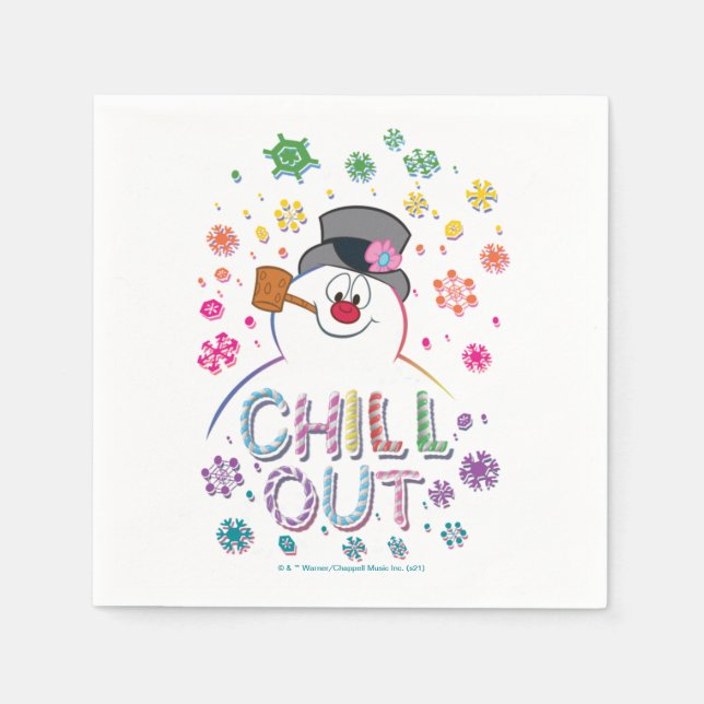 Frosty the Snowman™ | "Chill Out" Regenbogenfarben Serviette (Vorderseite)
