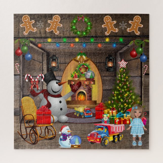 Frosty The Snowman Christmas Tree Toys Candy Canes Puzzle (Vertikal)