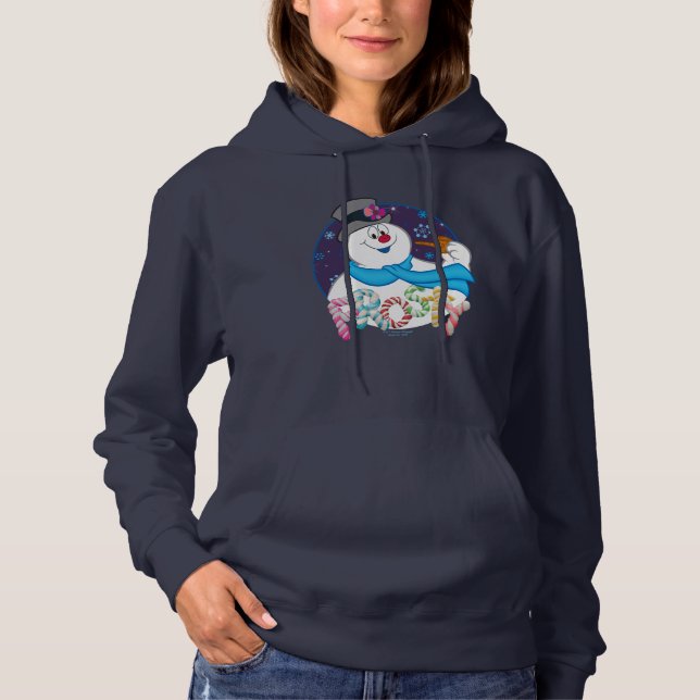 Frosty the Snowman™ | Colorful Candy Cane Name Hoodie (Vorderseite)
