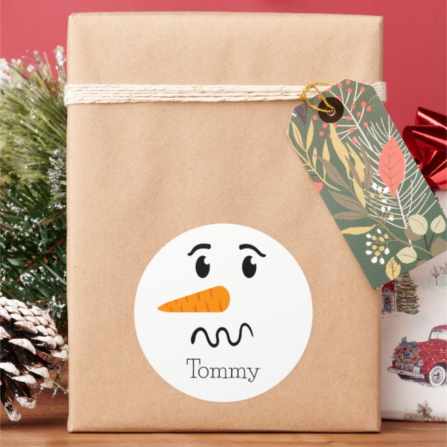 Frosty the Snowman Confuse Face Runder Aufkleber (Feiertag)