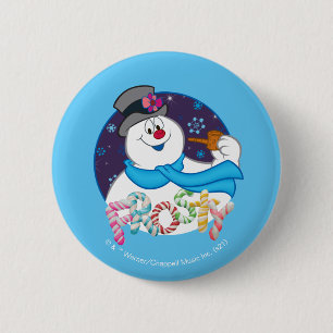 Frosty the Snowman™   Farbige Candy Cane Name Button