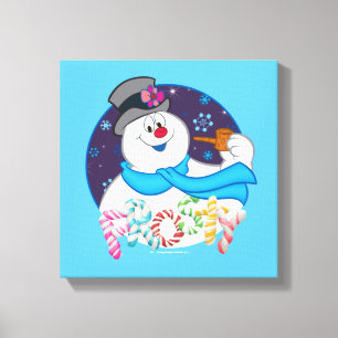 Frosty the Snowman™   Farbige Candy Cane Name Leinwanddruck