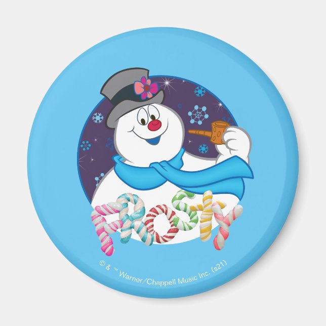 Frosty the Snowman™ | Farbige Candy Cane Name Magnet (Vorne)