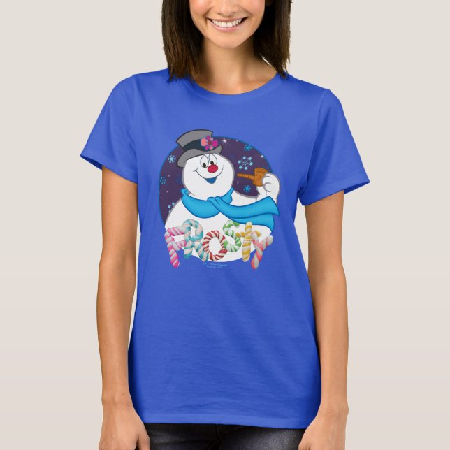Frosty the Snowman™ | Farbige Candy Cane Name T-Shirt (Vorderseite)