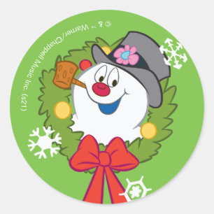 Frosty the Snowman™   Frosty Holiday Wreath Runder Aufkleber