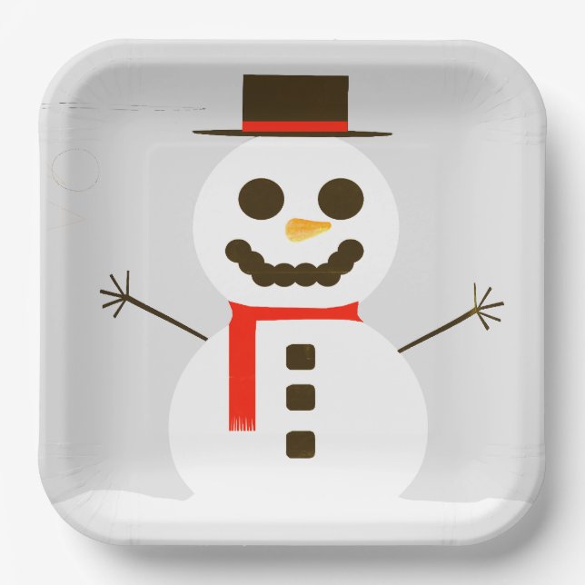 Frosty the Snowman Gray Paper Plate Pappteller (Vorderseite)