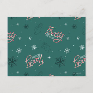 Frosty the Snowman Green Snowflake Pattern Feiertagspostkarte