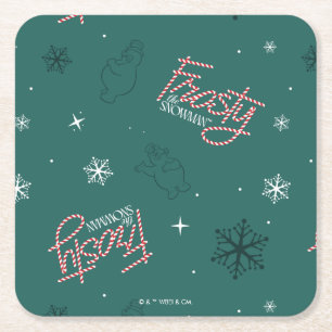 Frosty the Snowman Green Snowflake Pattern Rechteckiger Pappuntersetzer